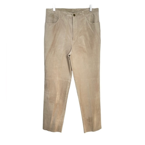 Jones New York Taupe 100% Suede Trousers w/Classic Five Pocket Styling Size 14 - Picture 7 of 11